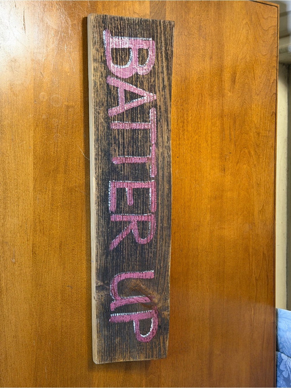Rustic Wood Desk Sign with Pink Lettering - Picture 3 of 3